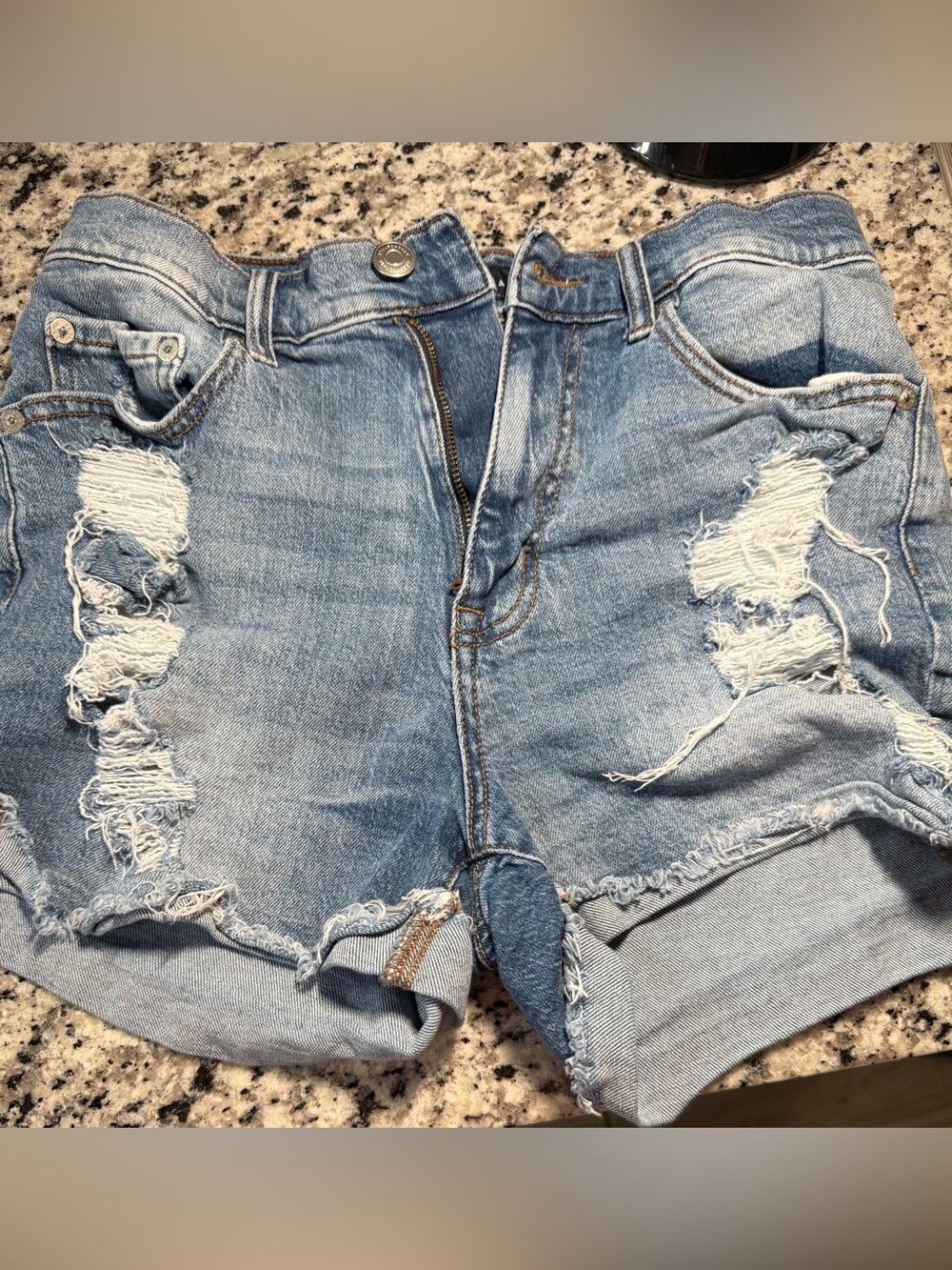 Aeropostale Light Blue Distressed Boyfriend Jeans Shorts